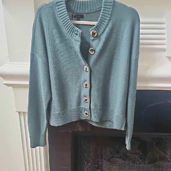 Quince Sweaters - Quince Teal Button-Up Cardigan